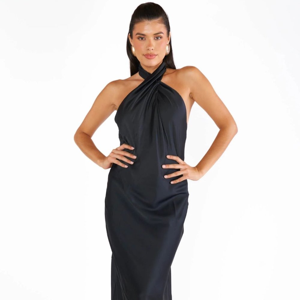 Jasmine Halter Maxi Dress - Black XXS